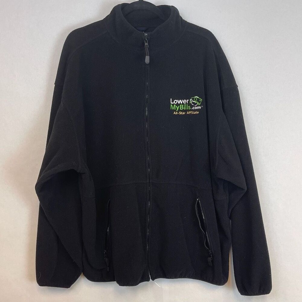 LowerMyBills.com All-Star Affiliate 2XL Fleece Jacket Black Zip DEVON & JONES